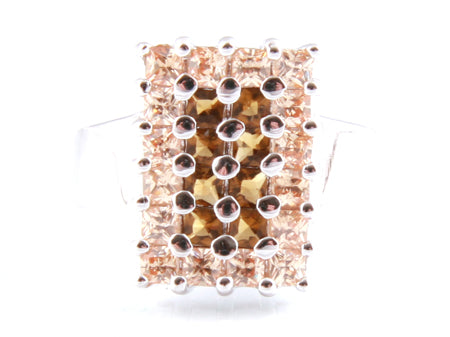 Champagne/Smokey Quartz & White Cubic Zirconia Ring