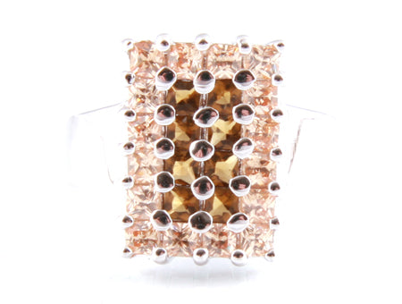 Champagne/Smokey Quartz & White Cubic Zirconia Ring