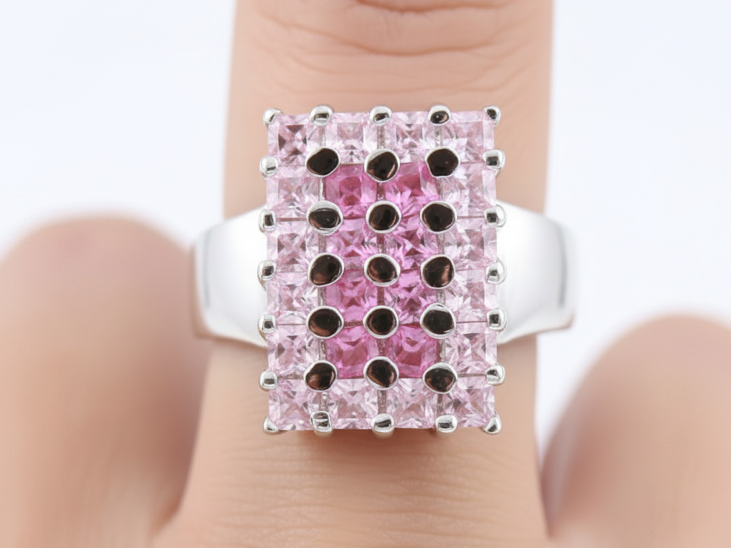 Pink & White Cubic Zirconia Ring