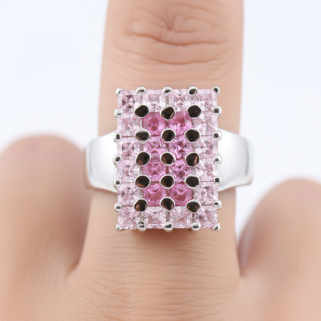 Pink & White Cubic Zirconia Ring
