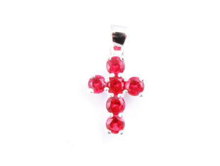 A Ruby & White Cubic Zirconia Pendant.