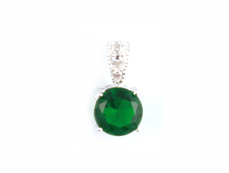 A Emerald & White Cubic Zirconia Pendant.