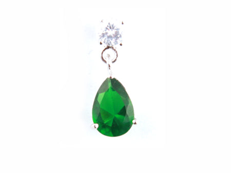 A Emerald & White Cubic Zirconia Pendant.
