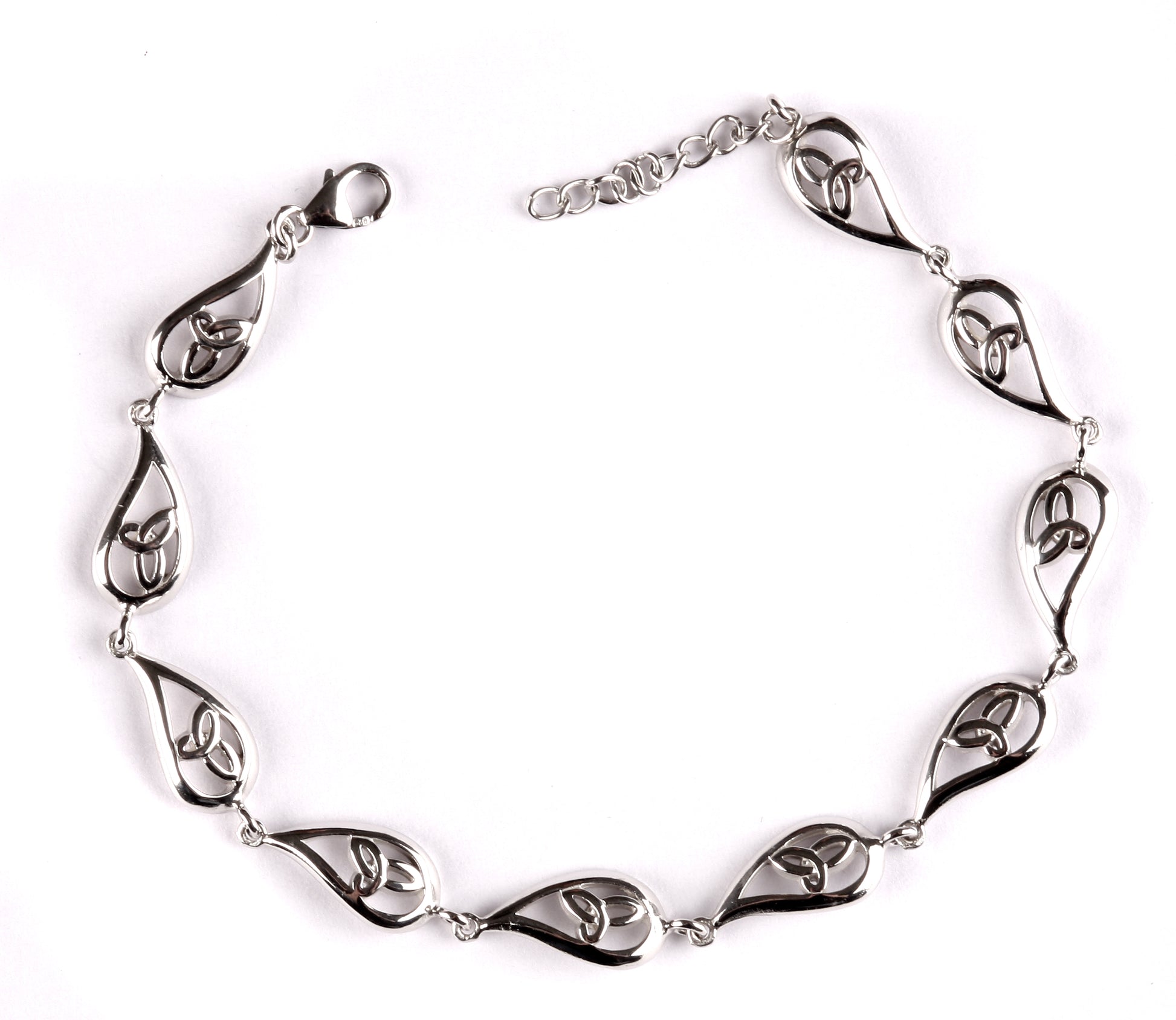 Sterling Silver Small Trinity Tear Drop Bracelet