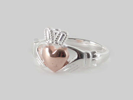 Claddagh Rose Gold Plated Silver Ring