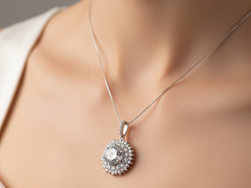 A White Cubic Zirconia Pendant