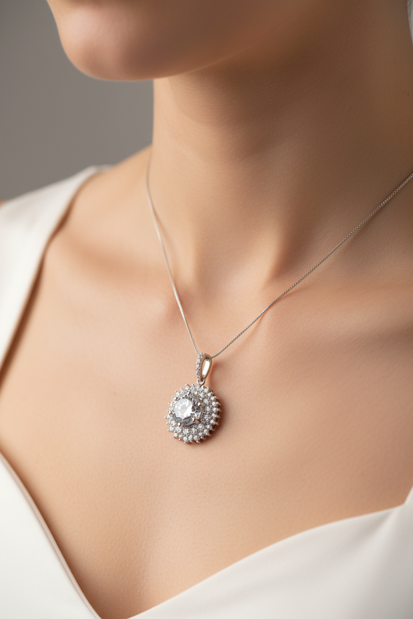 A White Cubic Zirconia Pendant