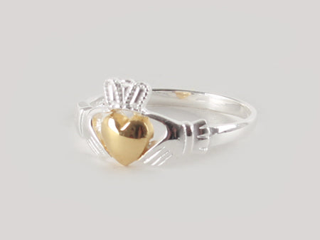 Claddagh Yellow Gold Plated Silver Ring