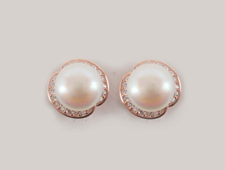Rose Gold with Pearl Earring
