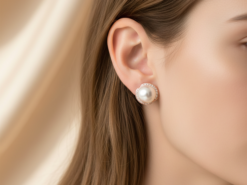 Rose Gold with Pearl Earring