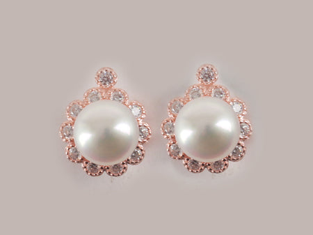 Rose Gold with Pearl Earring