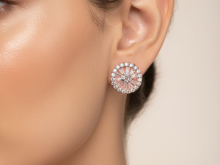 Silver with Rose Gold Plate Earring