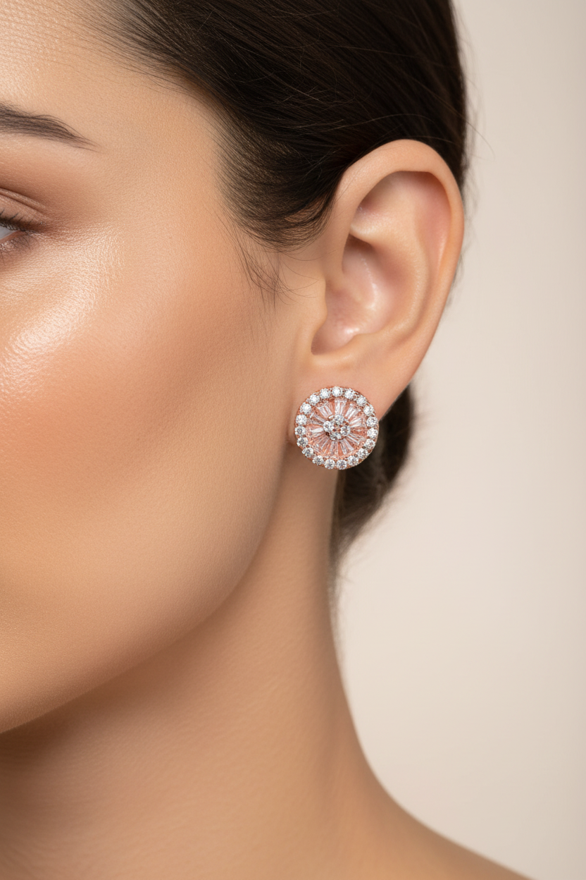 Silver with Rose Gold Plate Earring