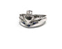 Wishbone Claddagh Ring with Sapphire and White Cubic Zirconia Stone