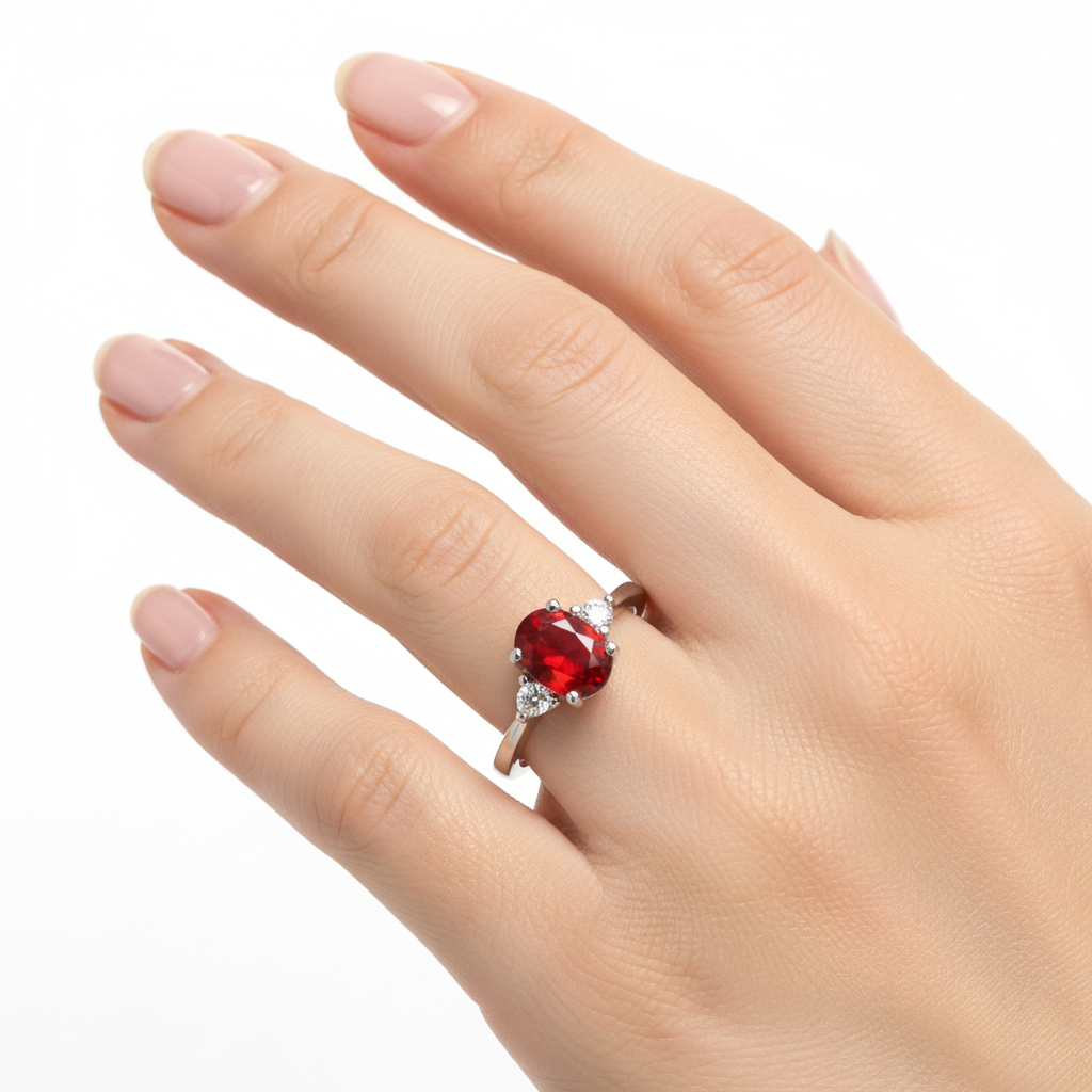 Garnet Cubic Zirconia Ring