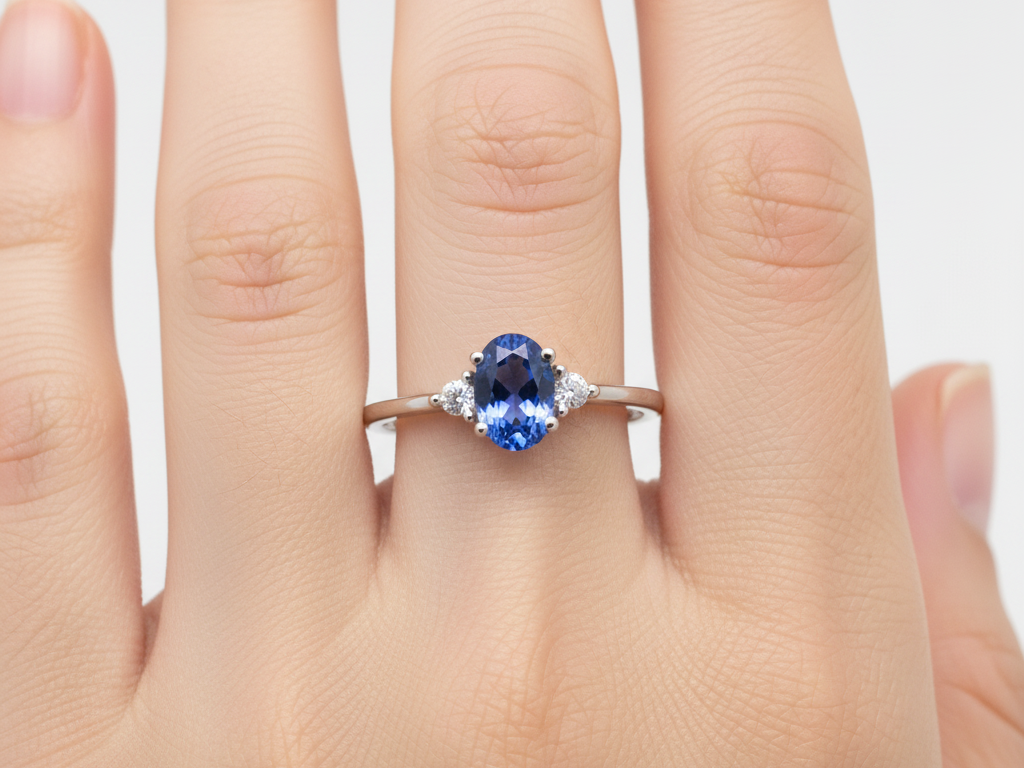 A Sapphire Cubic Zirconia Ring