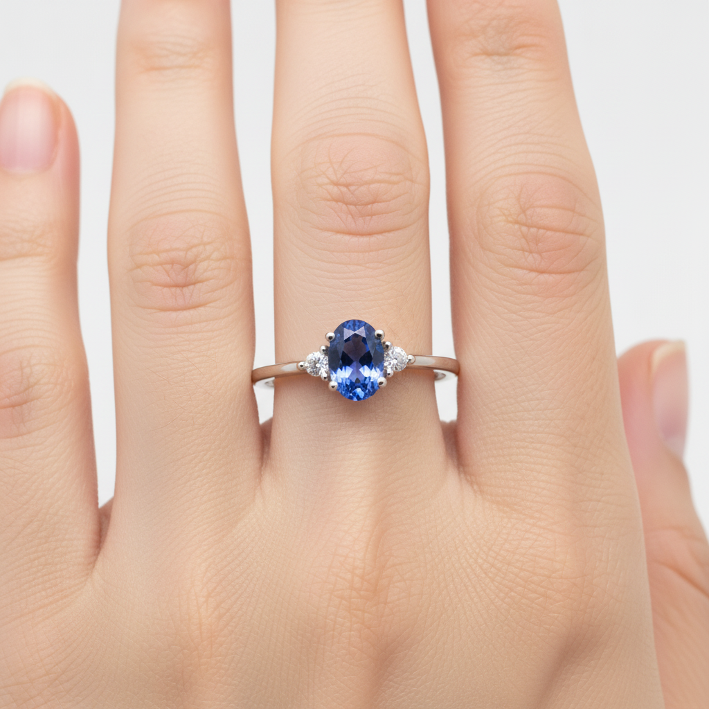 A Sapphire Cubic Zirconia Ring