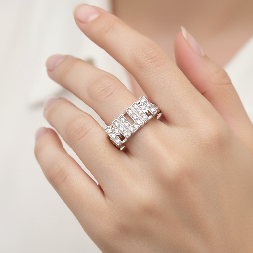 A White Cubic Zirconia Mum Ring