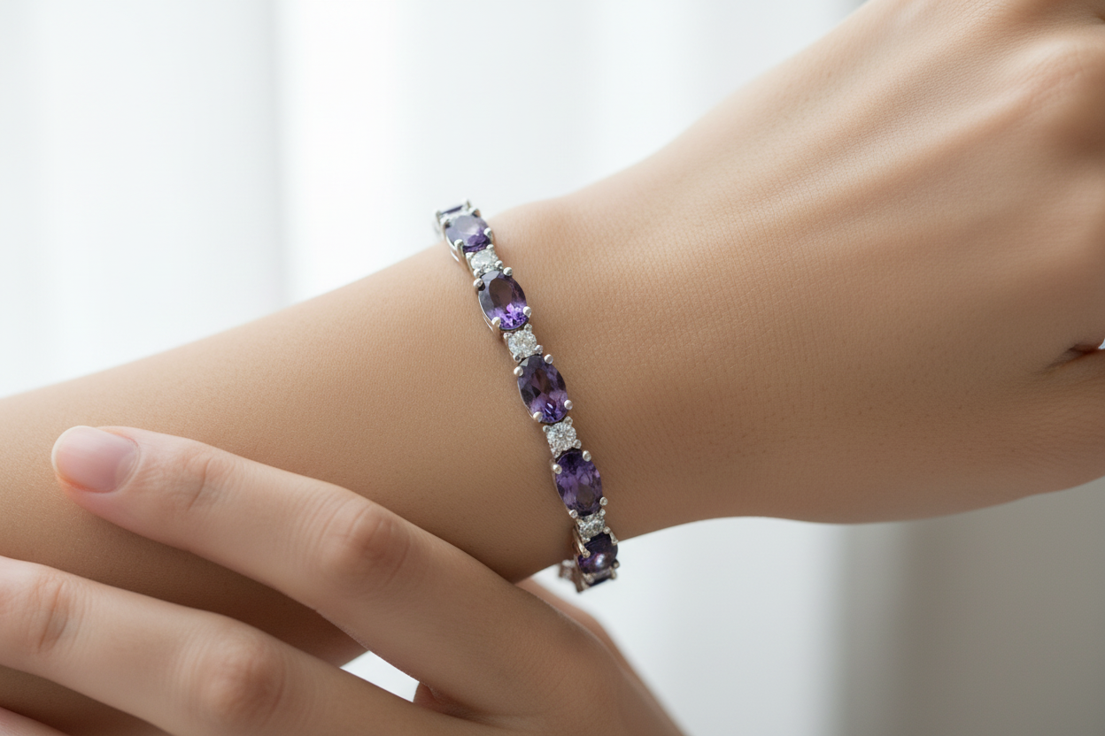 Amethyst Cubic Zirconia Bracelet