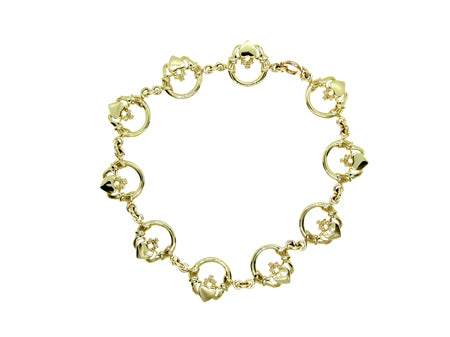 9ct Yellow Gold Claddagh Bracelet