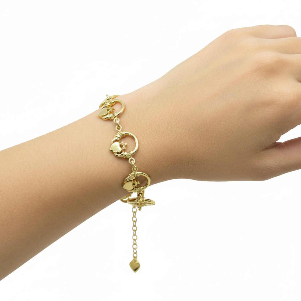 9ct Yellow Gold Claddagh Bracelet