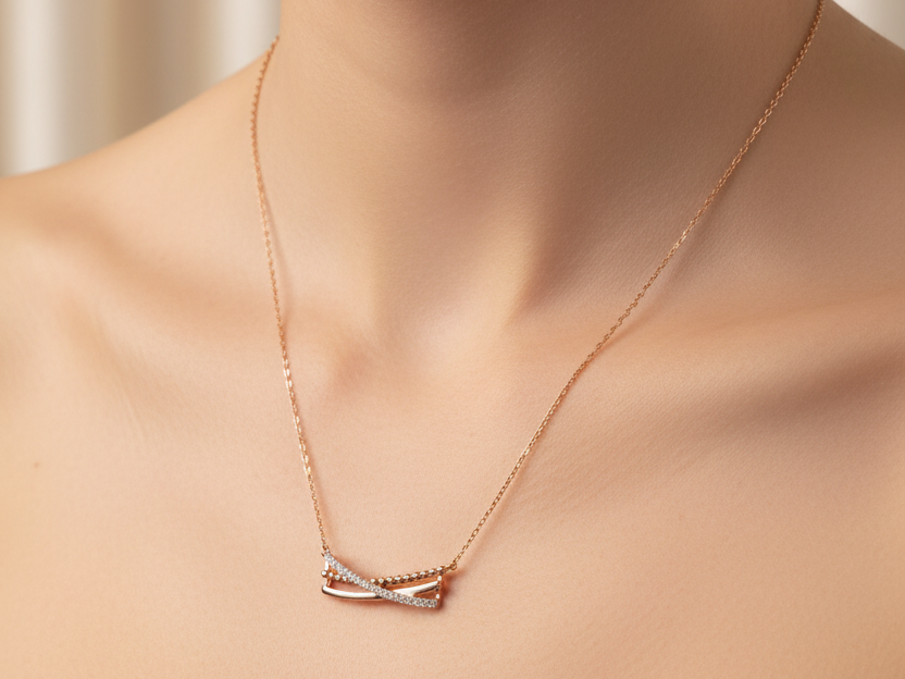 A 9 ct Rose Cz Gold Necklace