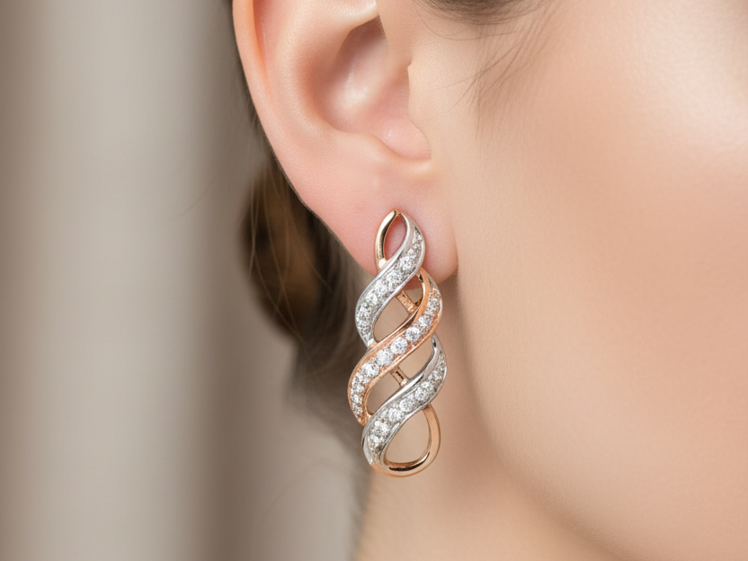 9 CT Rose Gold Earring.