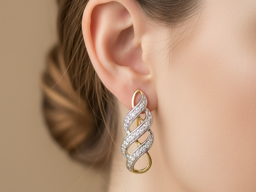 9 CT Yellow Gold Earring.