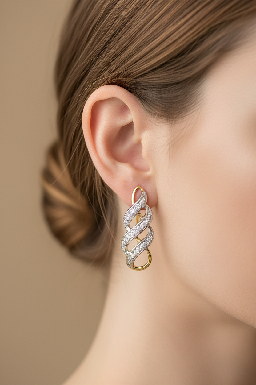 9 CT Yellow Gold Earring.