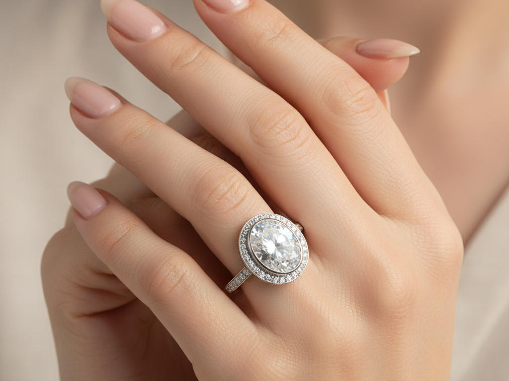 9ct White Gold Cz Ring.