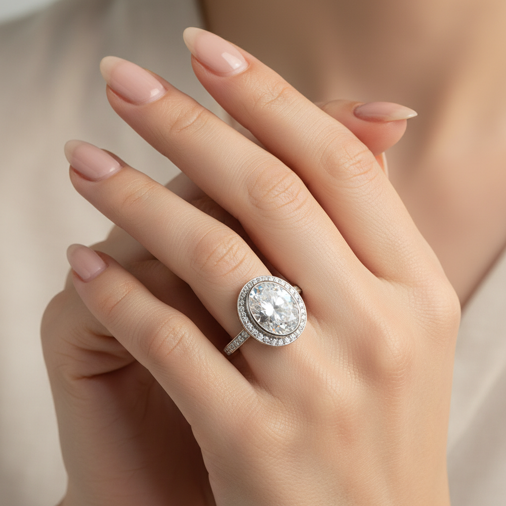 9ct White Gold Cz Ring.