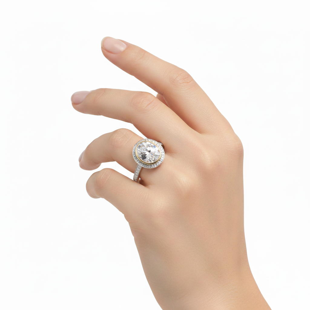 9ct Yellow Gold Cz Ring.