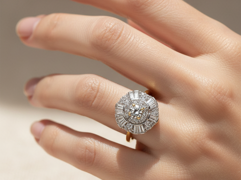 9ct Yellow Gold White Cz Ring.