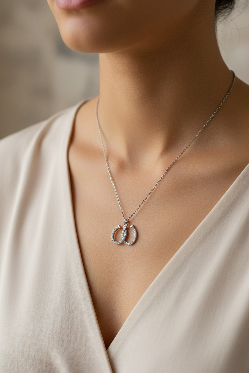 A white CZ Horseshoe Necklace