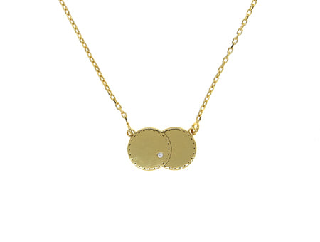A Yellow Gold Plate with white CZ Necklace