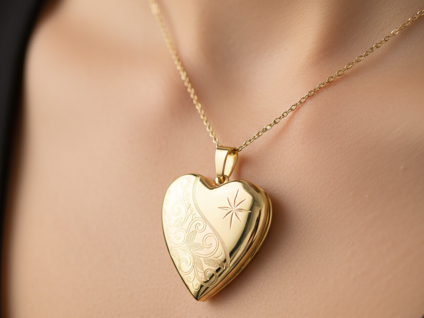 Heart Yellow Gold Plated on Silver Locket.