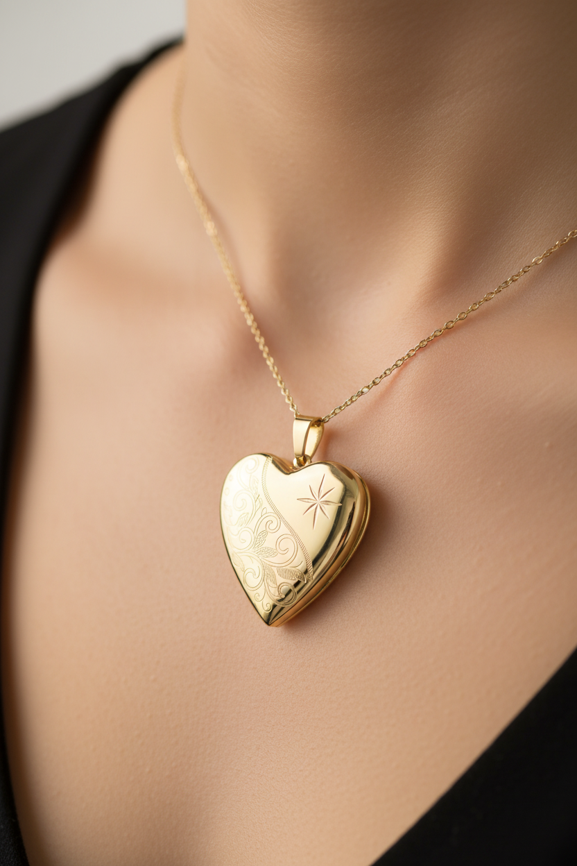Heart Yellow Gold Plated on Silver Locket.