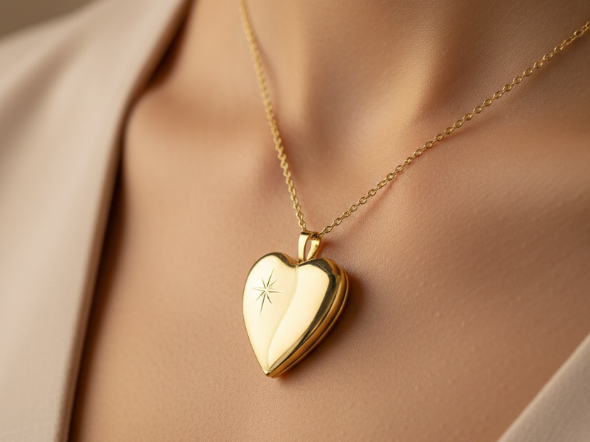 Heart Yellow Gold Plated on Silver Locket.