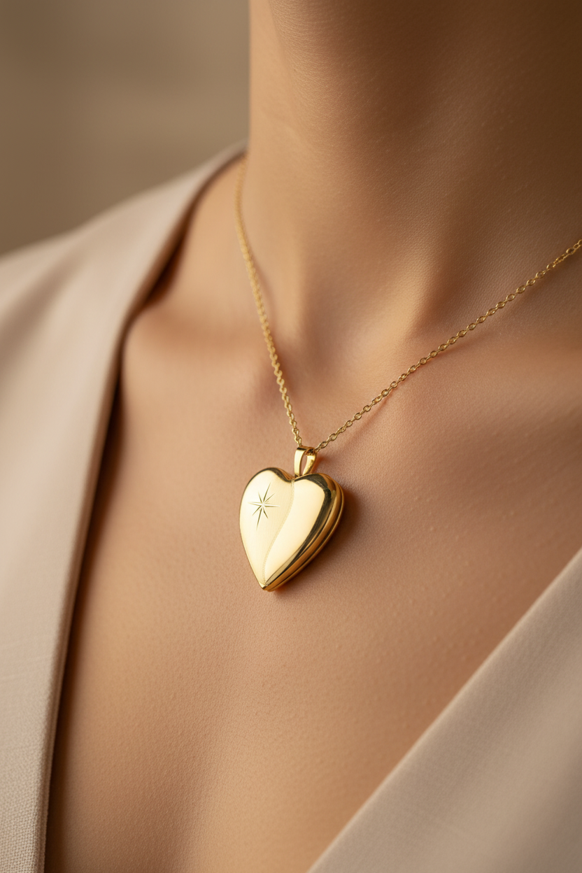 Heart Yellow Gold Plated on Silver Locket.