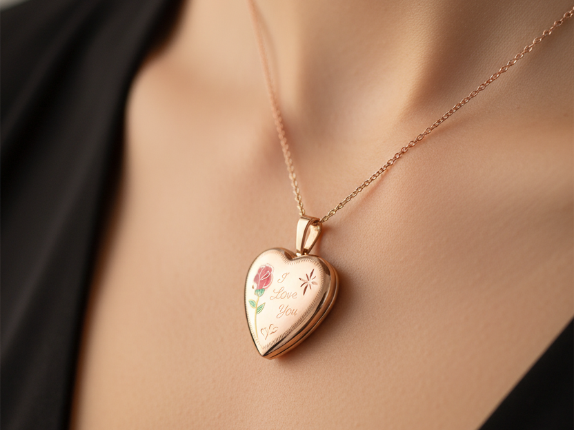 Heart I Love You Locket Rose Gold Plated on Silver Locket