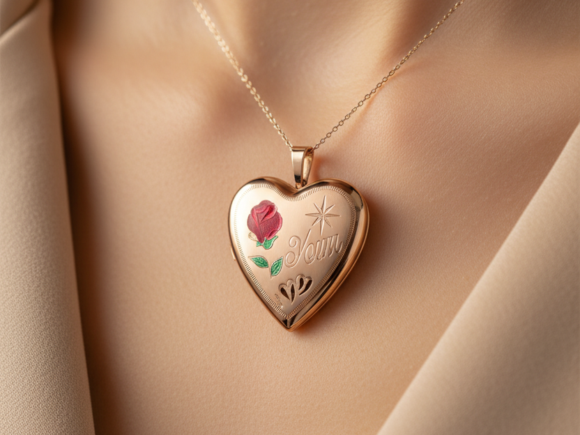 Heart Mum Rose Gold Plated on Silver Locket