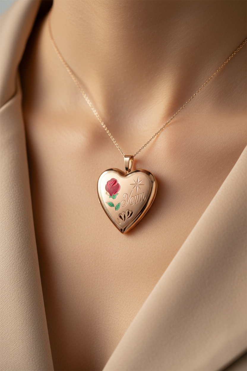 Heart Mum Rose Gold Plated on Silver Locket