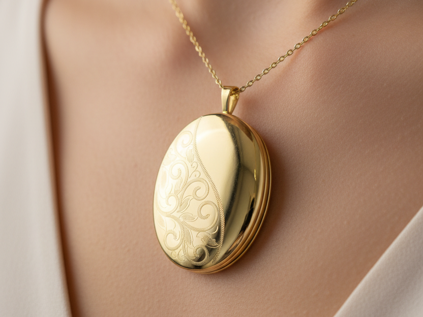 Yellow Gold Plated on Silver Locket.