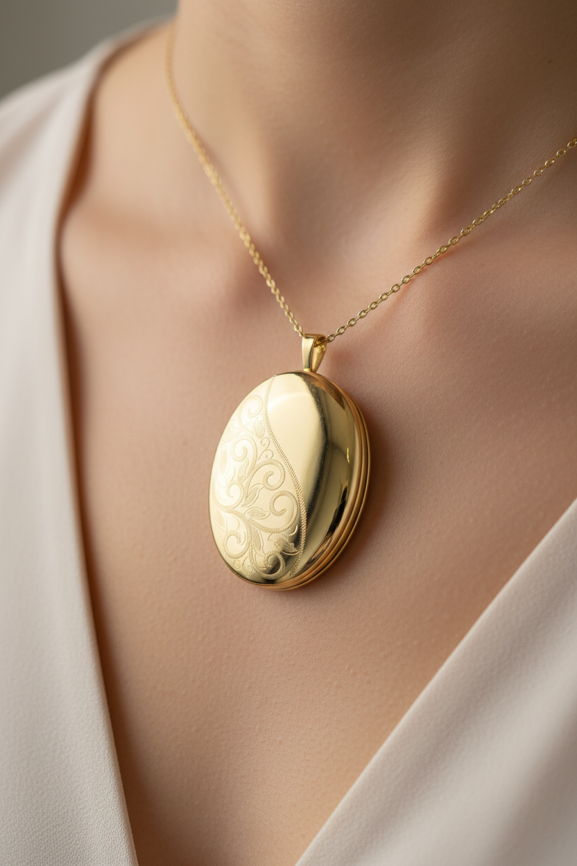 Yellow Gold Plated on Silver Locket.