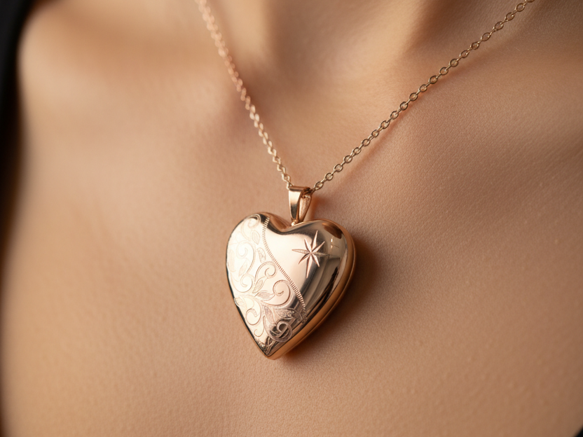 Heart Rose Gold Plated on Silver Locket.