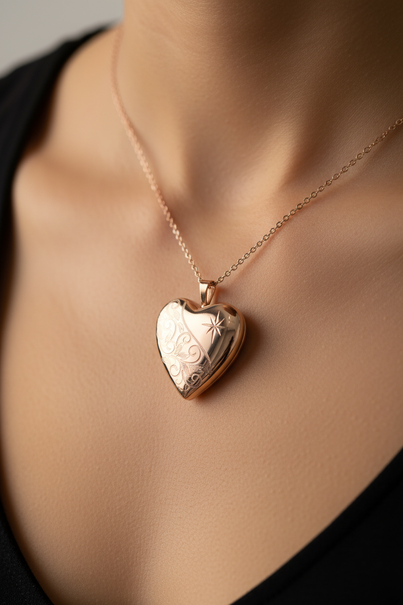 Heart Rose Gold Plated on Silver Locket.