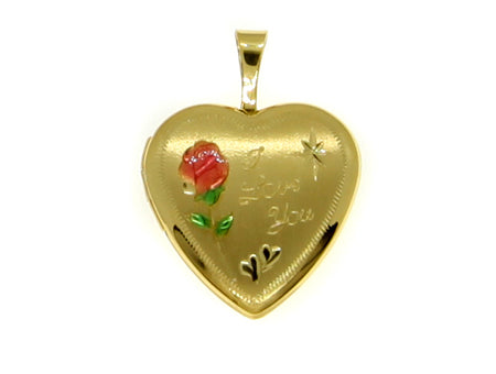 Heart I Love You Locket Yellow Gold Plated on Silver Locket