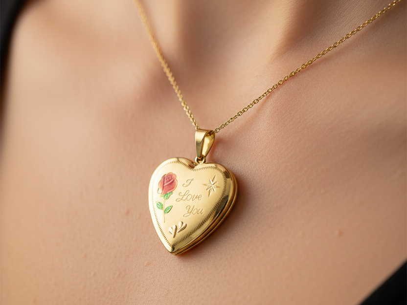 Heart I Love You Locket Yellow Gold Plated on Silver Locket