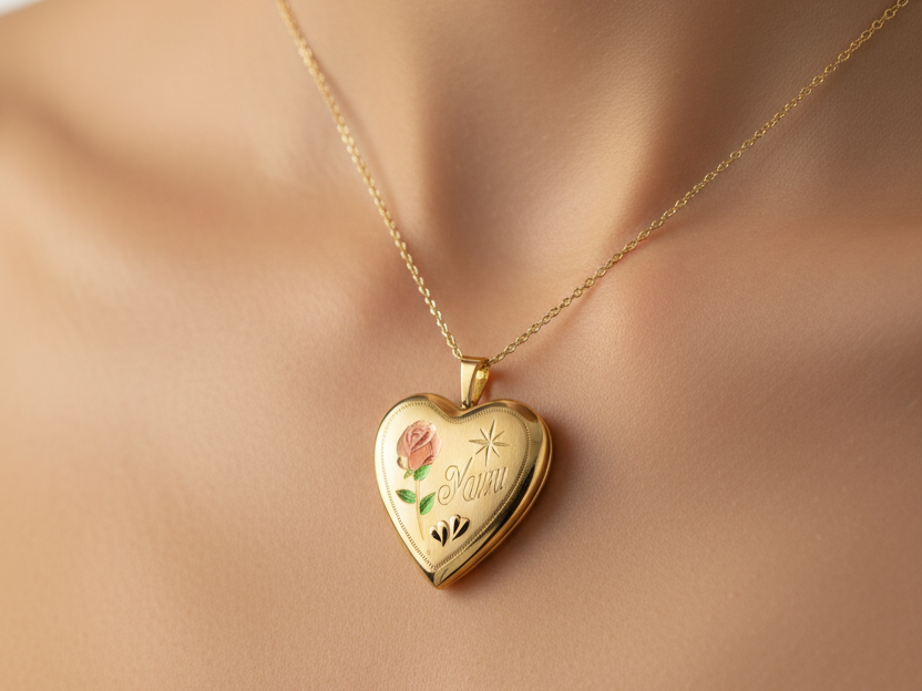 Heart Mum Yellow Gold Plated on Silver Locket.