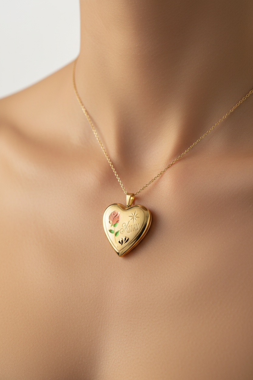 Heart Mum Yellow Gold Plated on Silver Locket.